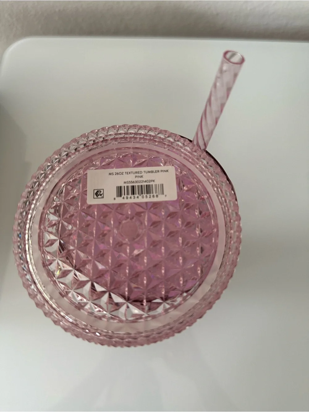 Mainstays 26 oz Tumbler textured pink iridescent, new with tag.